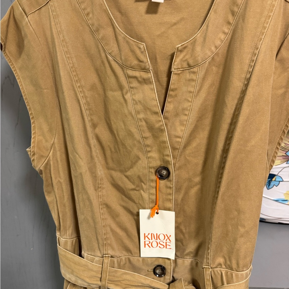 Knox Rose Tan Sleeveless Jumpsuit in women’s size large - Picture 3 of 4